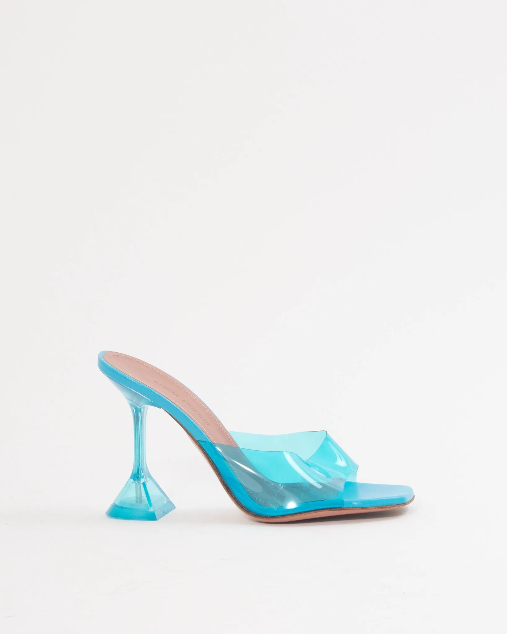 Amina Muaddi Blue PVC Lupita Mule Heels - 6.5