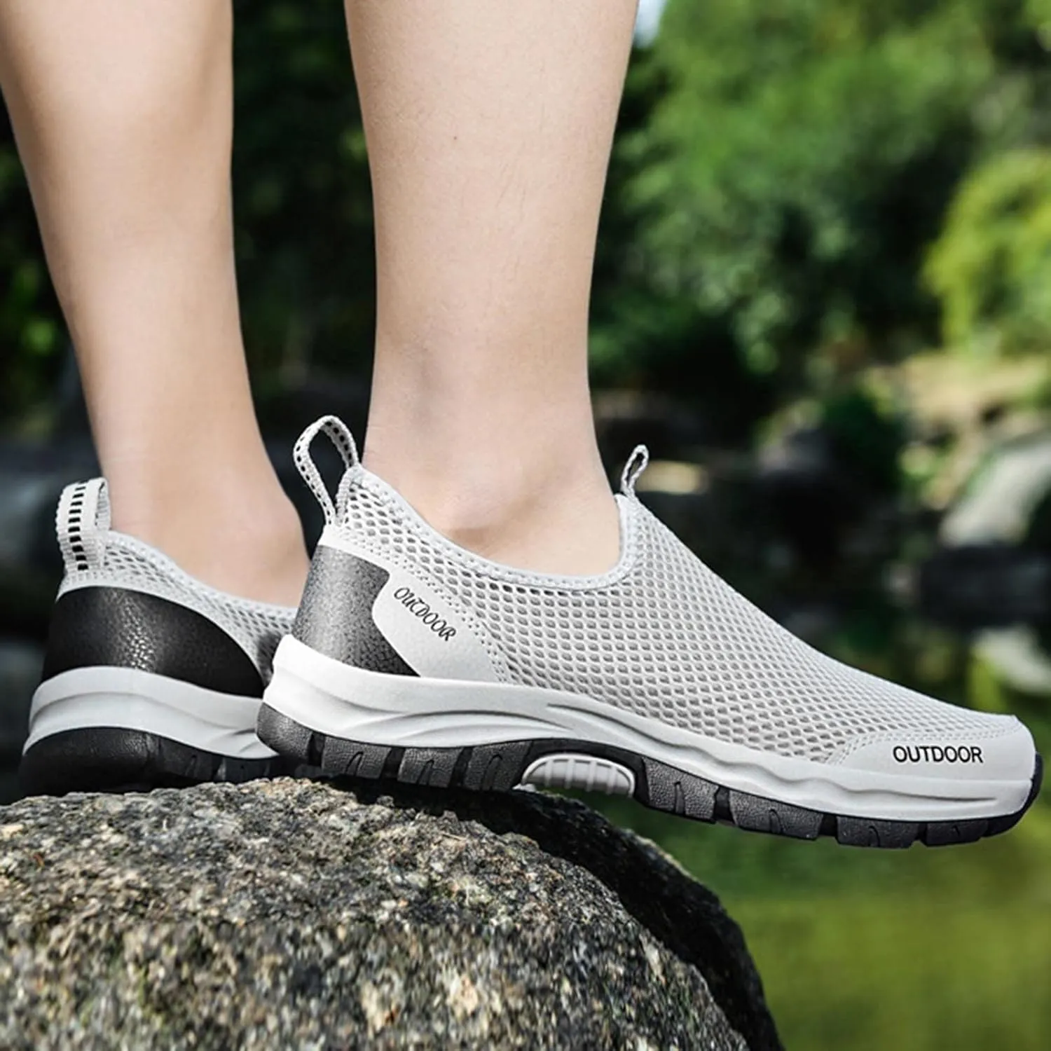Arch Support Sports Shoes for Men Outdoor Athletic Slip-On Hiking Shoe Comfortable & Light-Weight Stretch Shoes