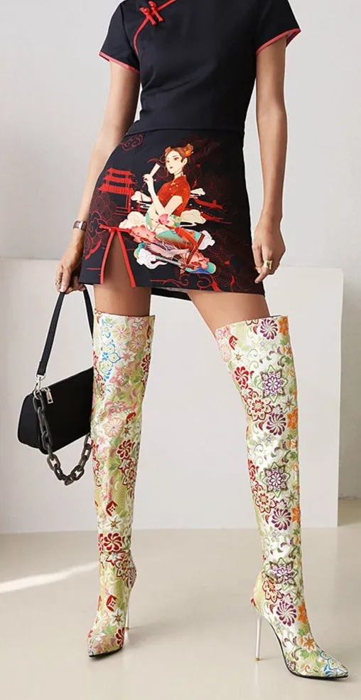 Artwork Over-the-Knee Boot