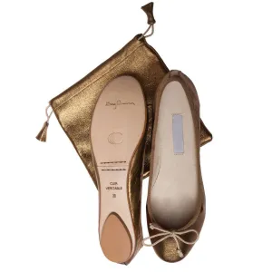 Barbara Harris Foldable Ballet Flats in Bronze