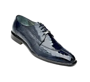 Belvedere Navy Blue Siena Style Men's Lace Up Oxford Shoes Genuine Ostrich Legs
