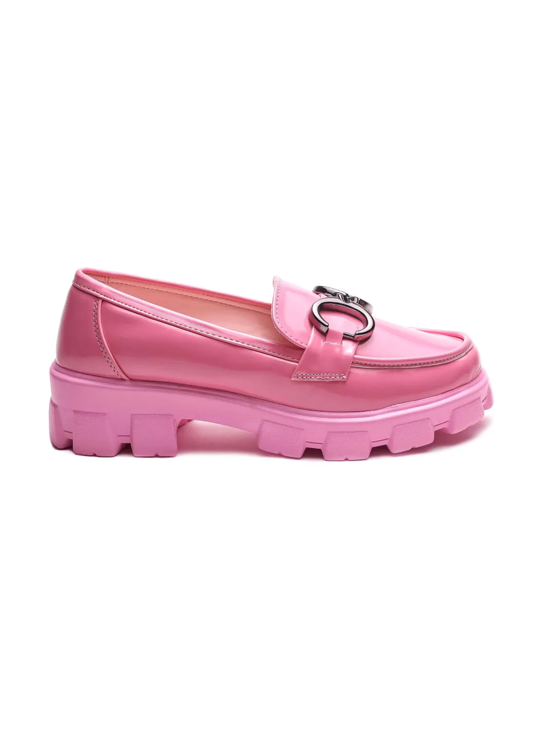 Brauch Pink Patent Embellished Loafer Shoe