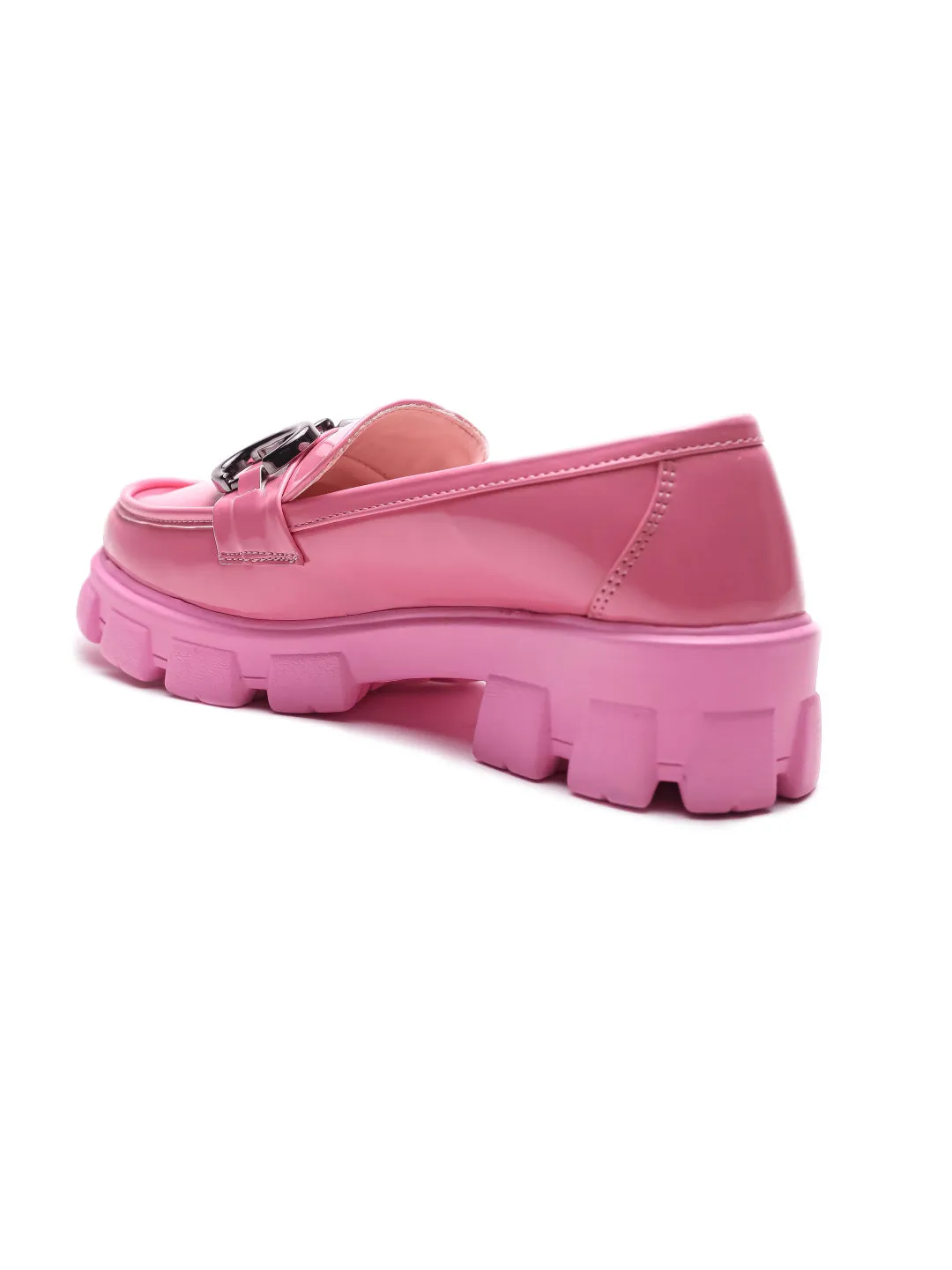 Brauch Pink Patent Embellished Loafer Shoe