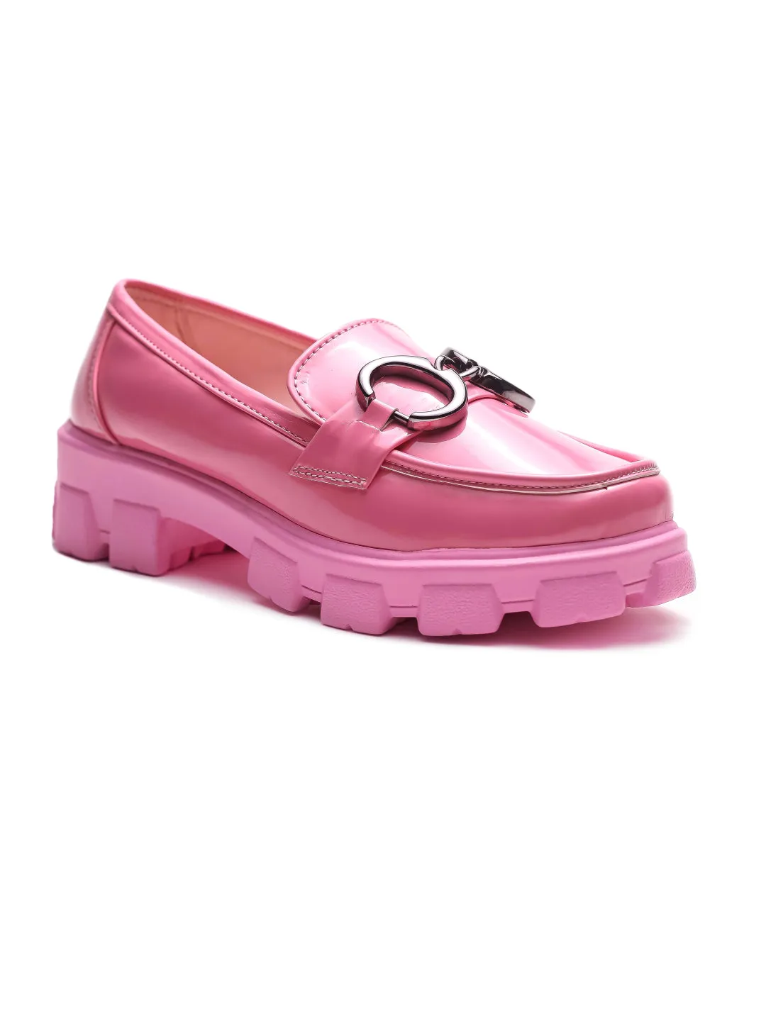 Brauch Pink Patent Embellished Loafer Shoe