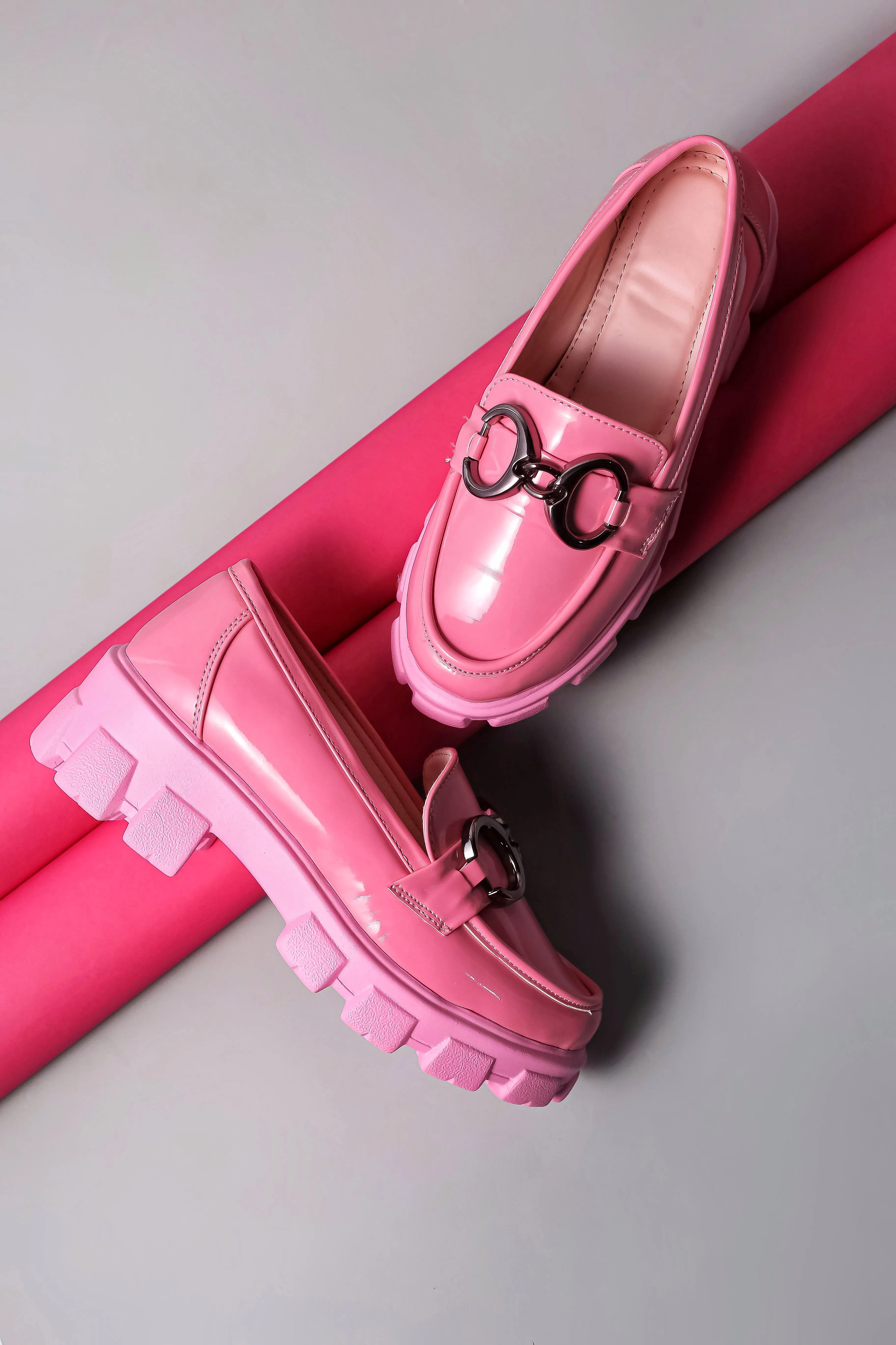 Brauch Pink Patent Embellished Loafer Shoe