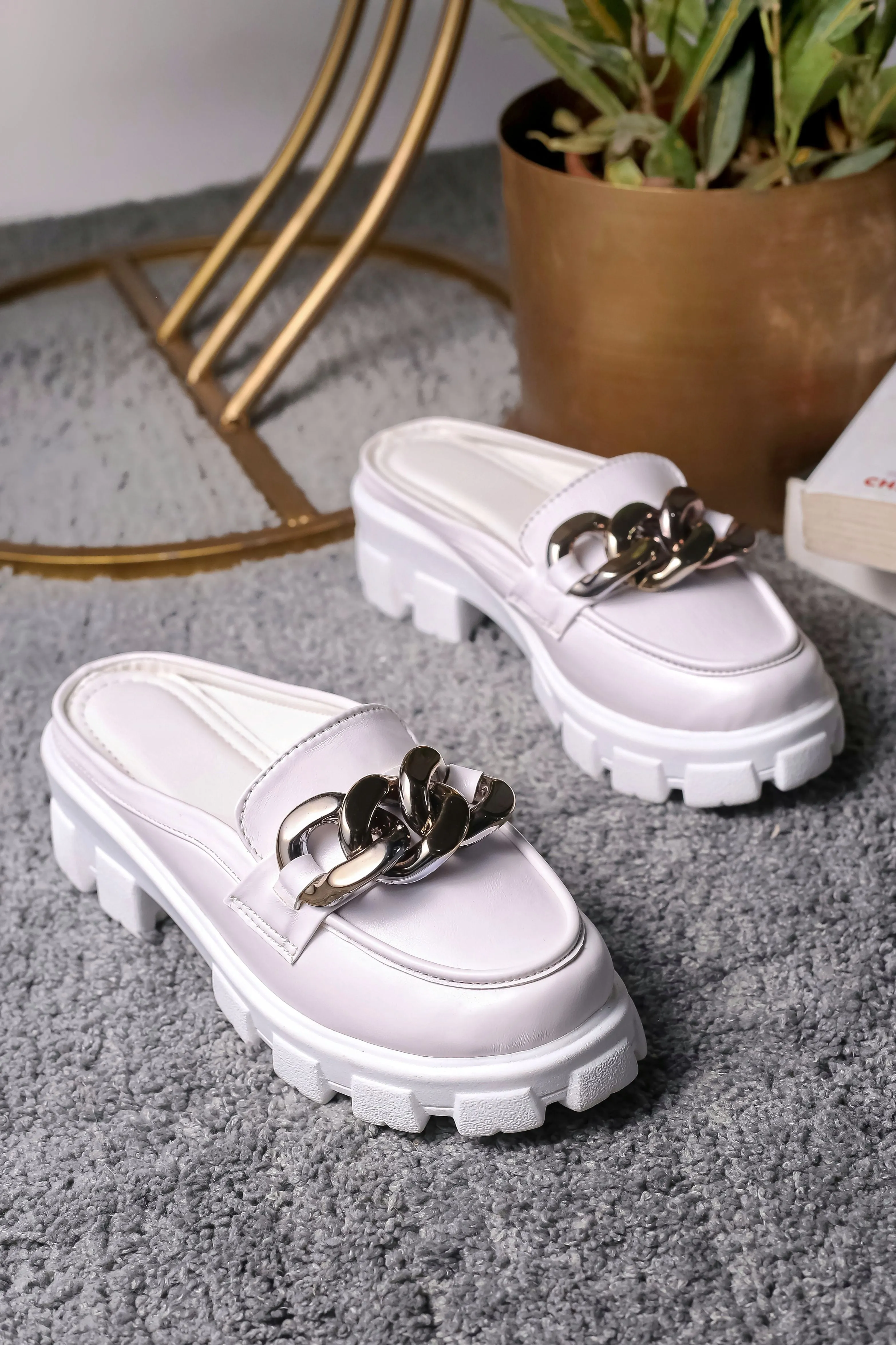 Brauch White Embellished Slip-on Loafer Shoe