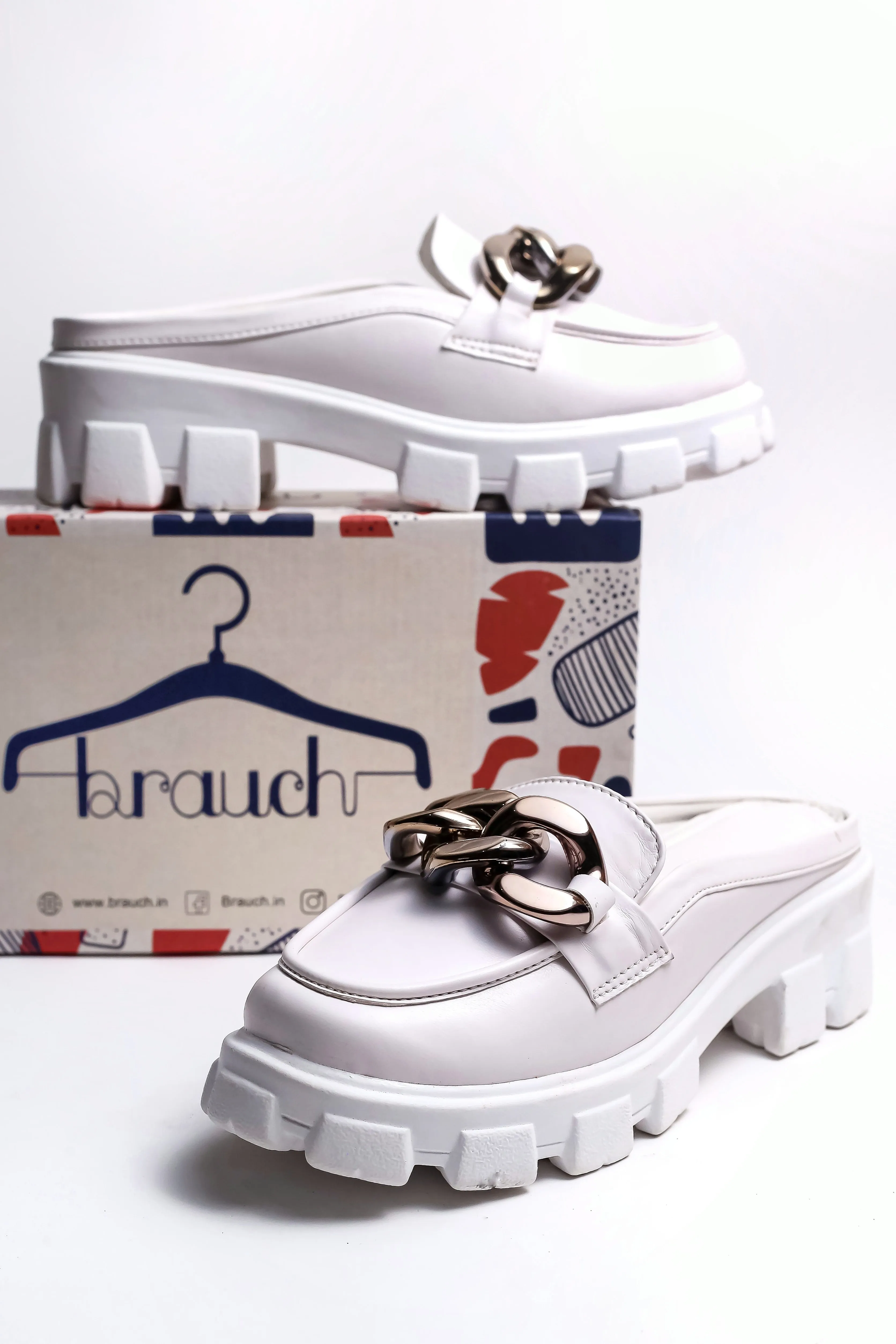 Brauch White Embellished Slip-on Loafer Shoe