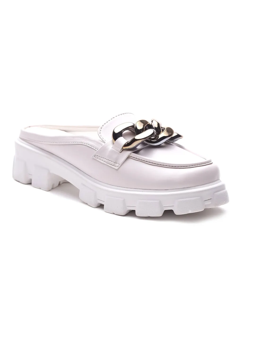 Brauch White Embellished Slip-on Loafer Shoe