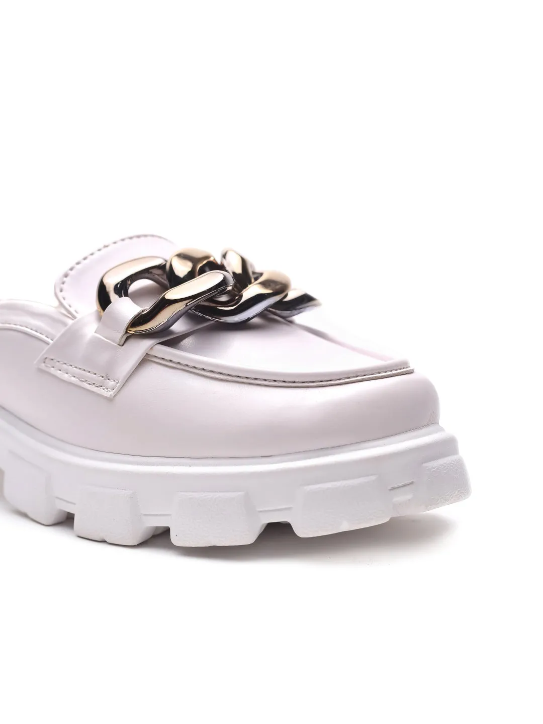 Brauch White Embellished Slip-on Loafer Shoe