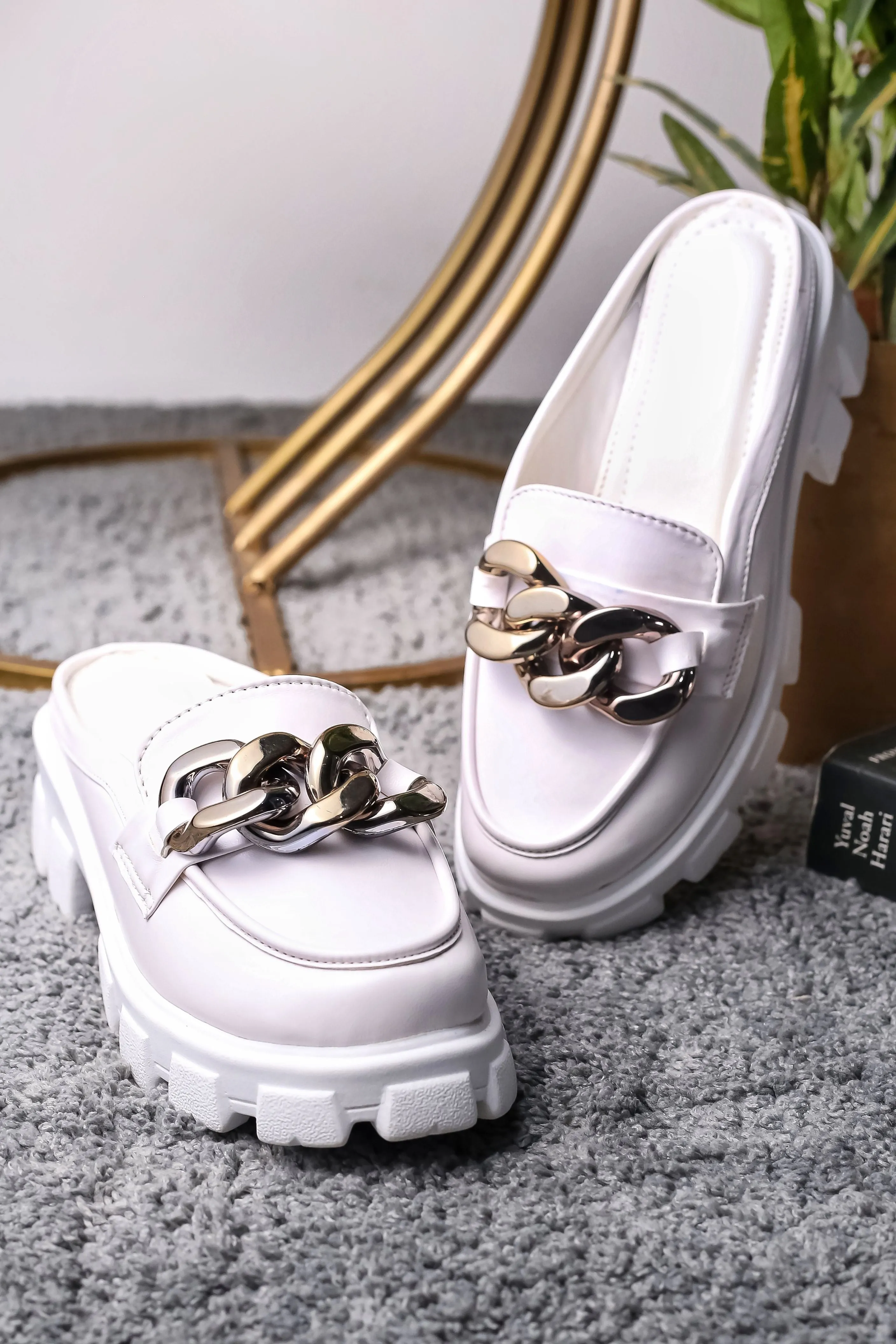 Brauch White Embellished Slip-on Loafer Shoe