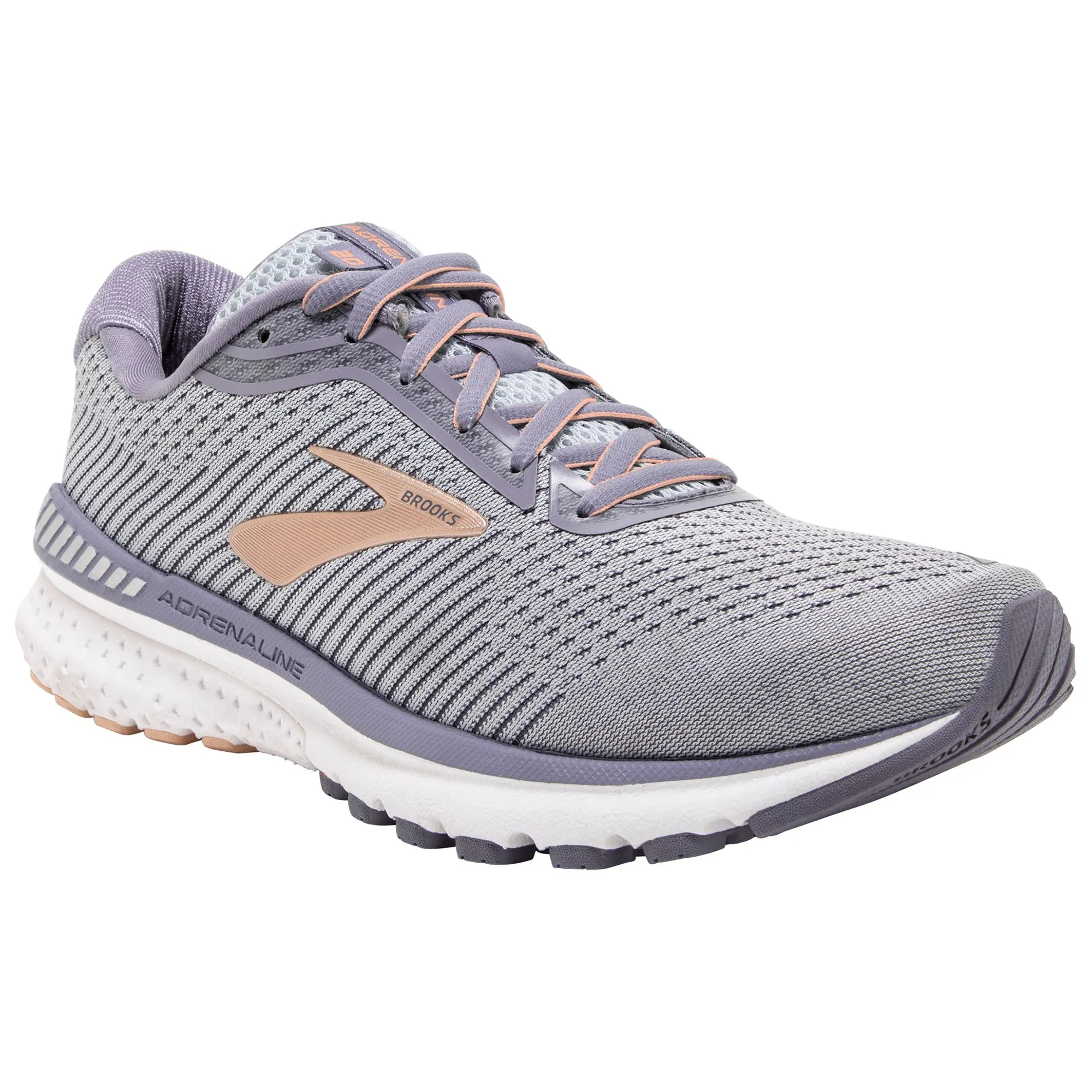 Brooks Adrenaline 20 Gray Pale White Womens Running Shoes