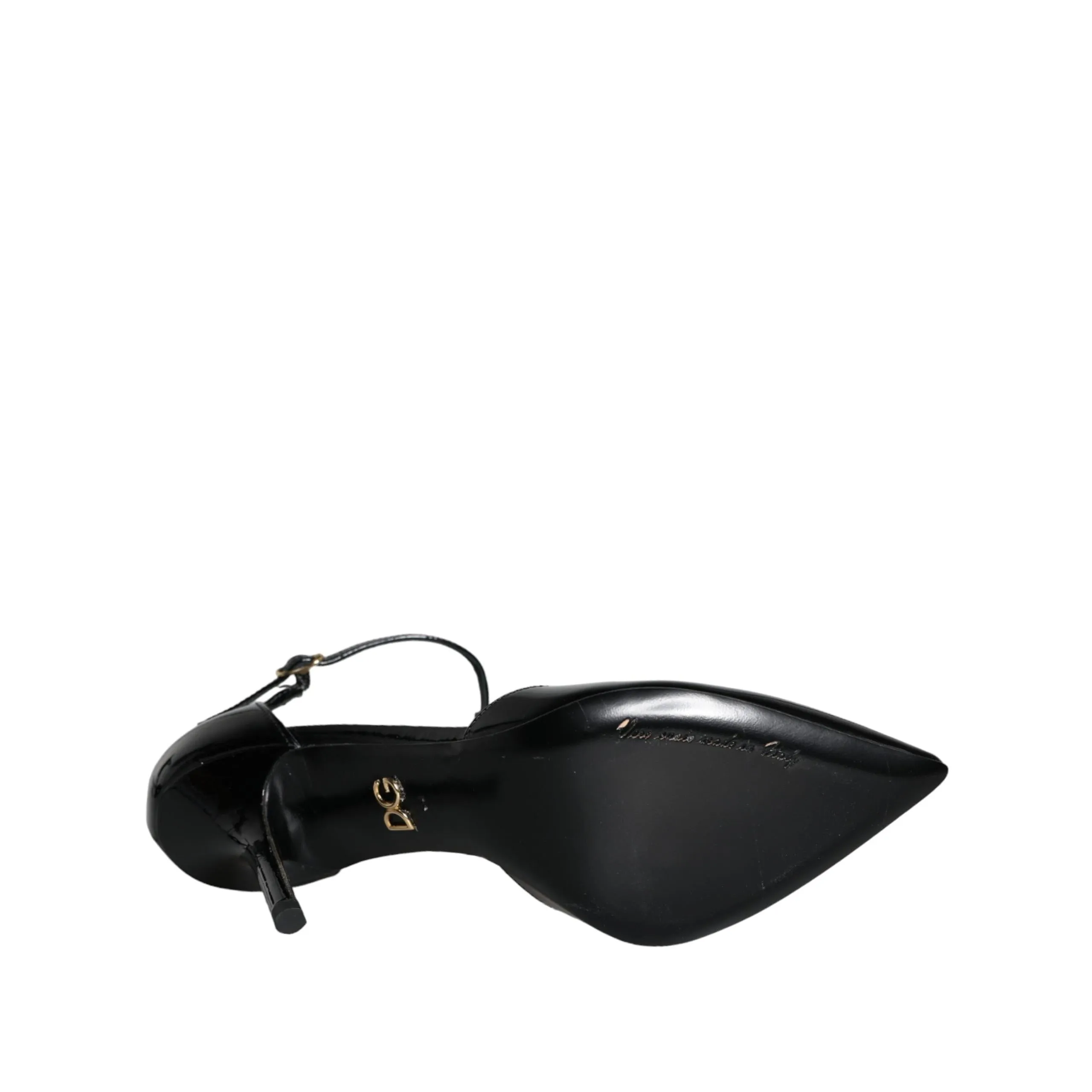 Dolce & Gabbana Black Leather T-strap Stiletto High Heels Shoes