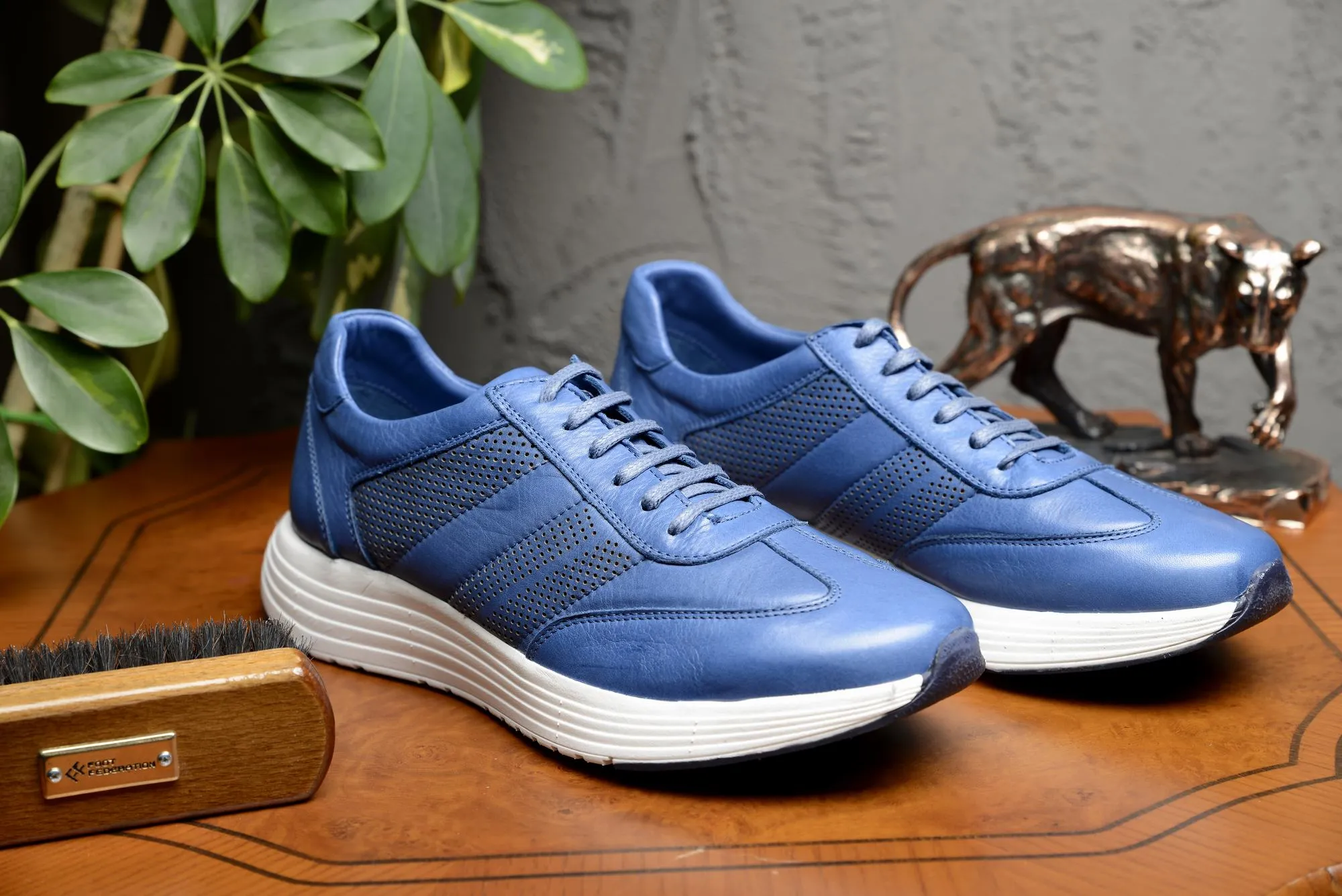 FOOT FEDERATION CITY LACE-UP SNEAKER MENS SHOE BLUE
