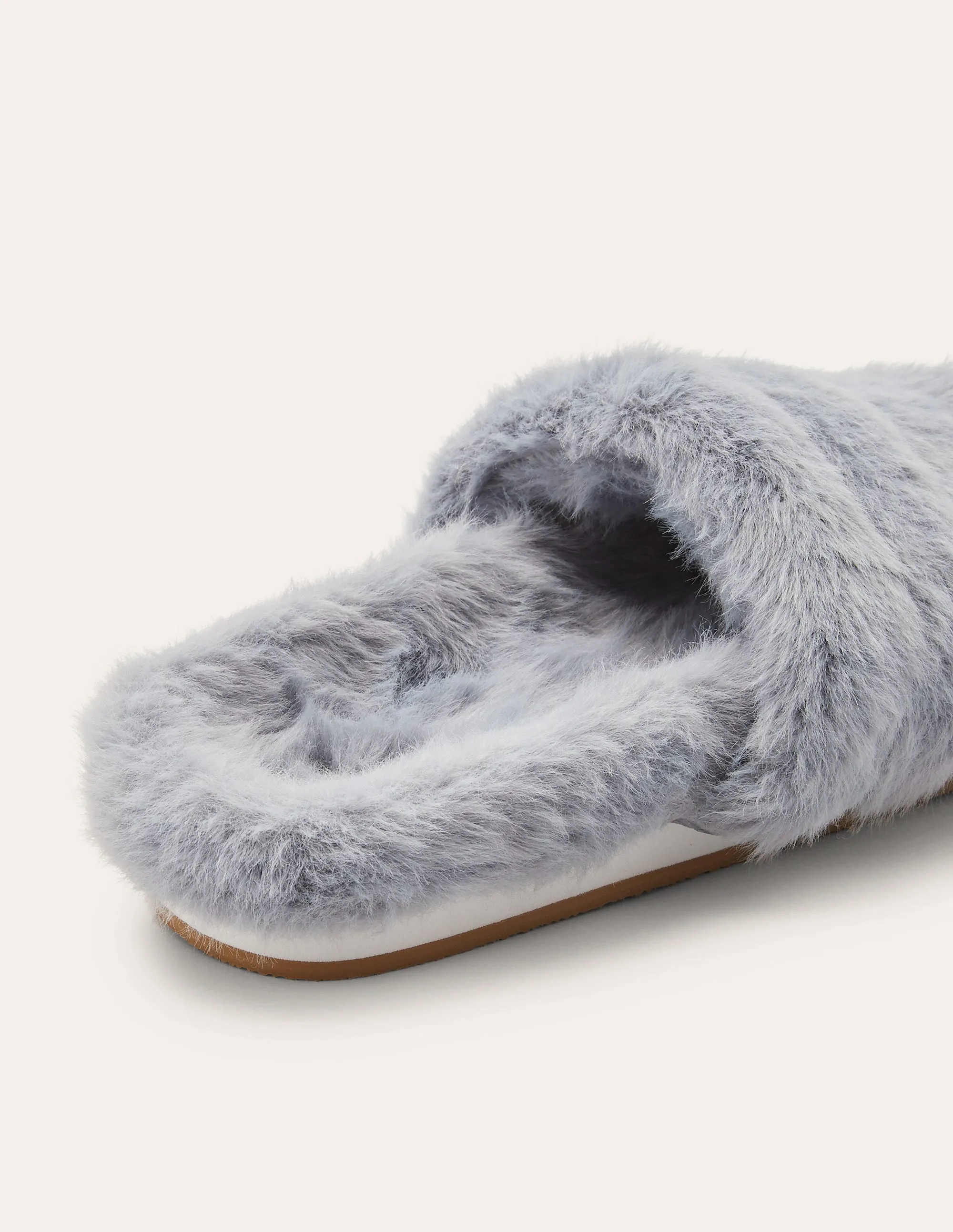 Fur Slider Slippers-Grey