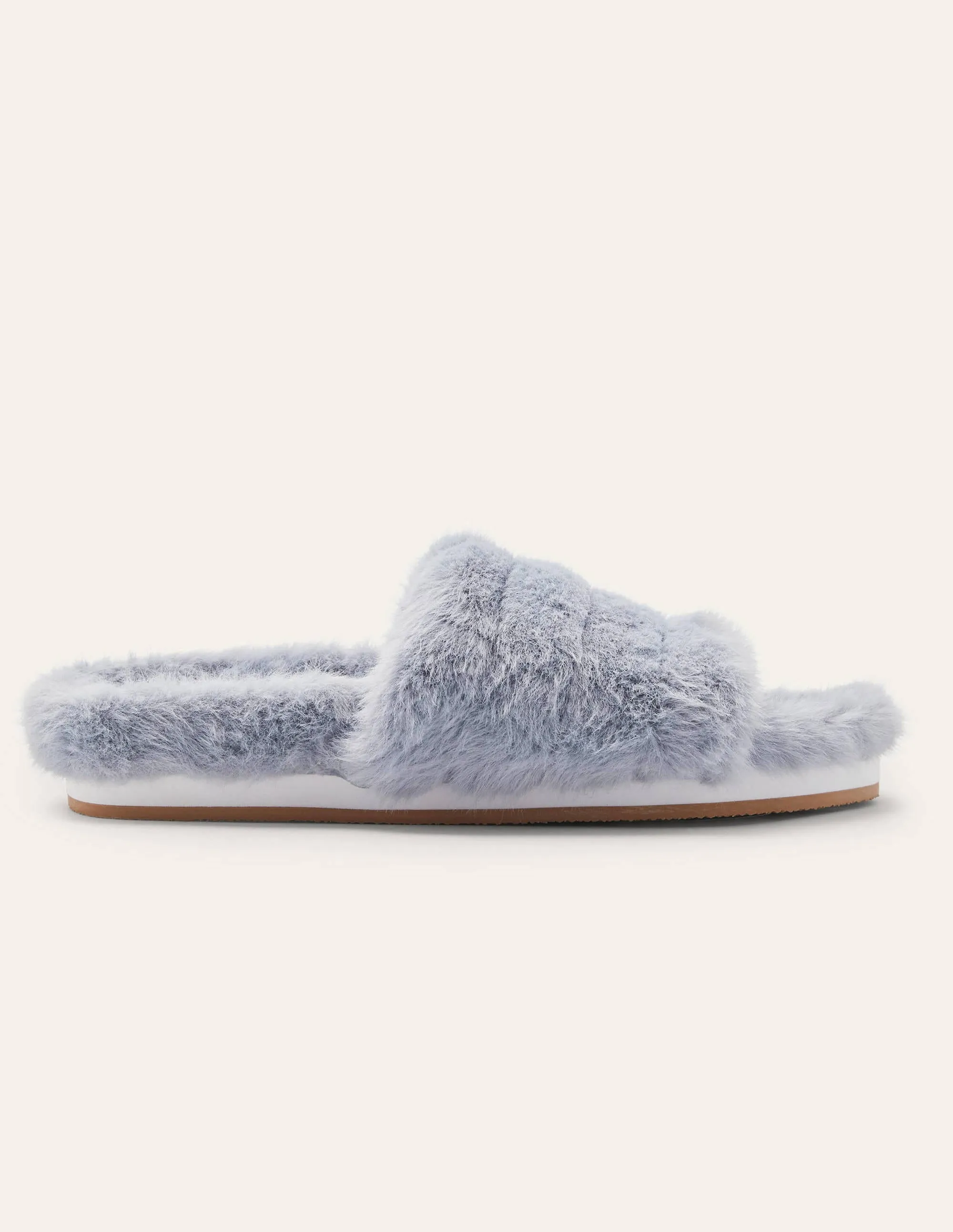 Fur Slider Slippers-Grey