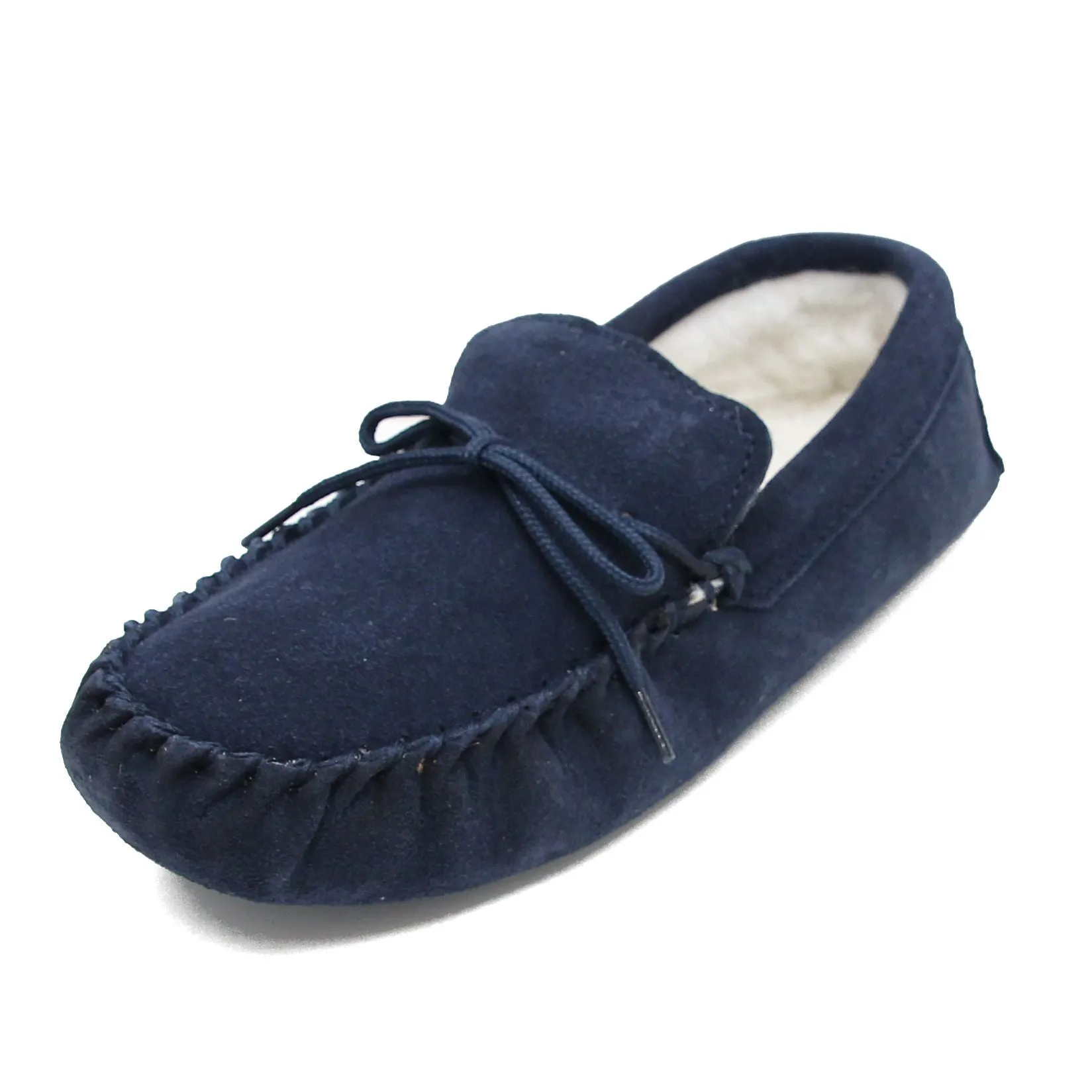 Ladies 'Taylor' Lambswool Moccasin with Soft Sole - Navy