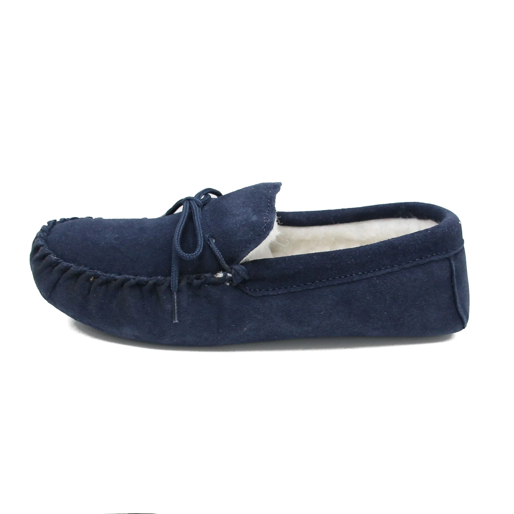 Ladies 'Taylor' Lambswool Moccasin with Soft Sole - Navy