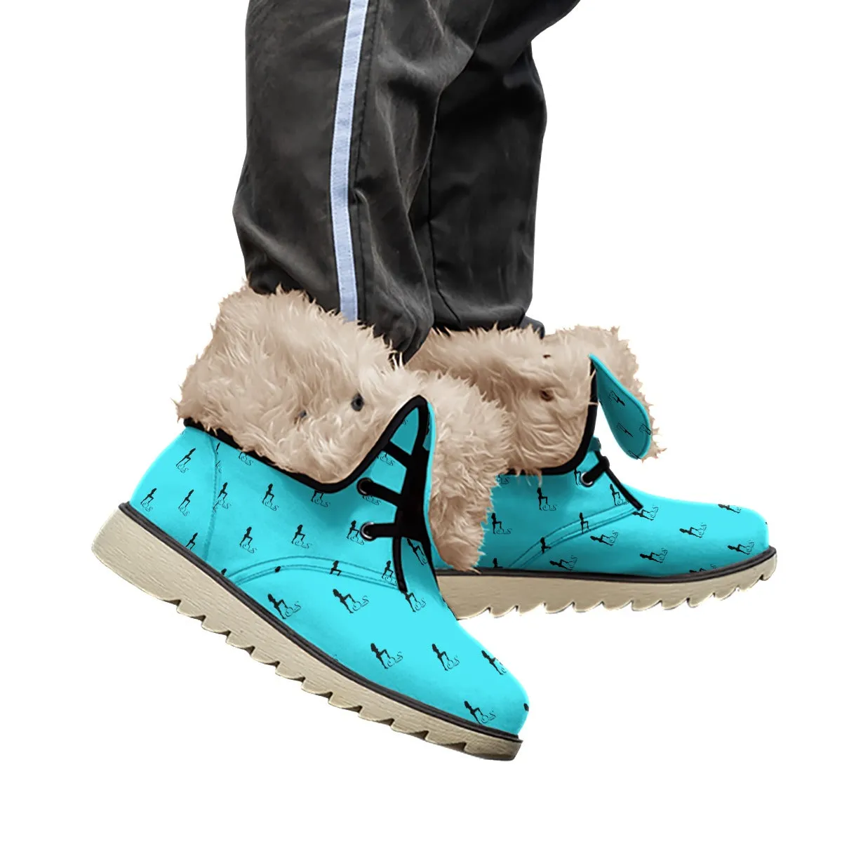 Officially Sexy Turquoise & Black Skyline Collection Plush Boots