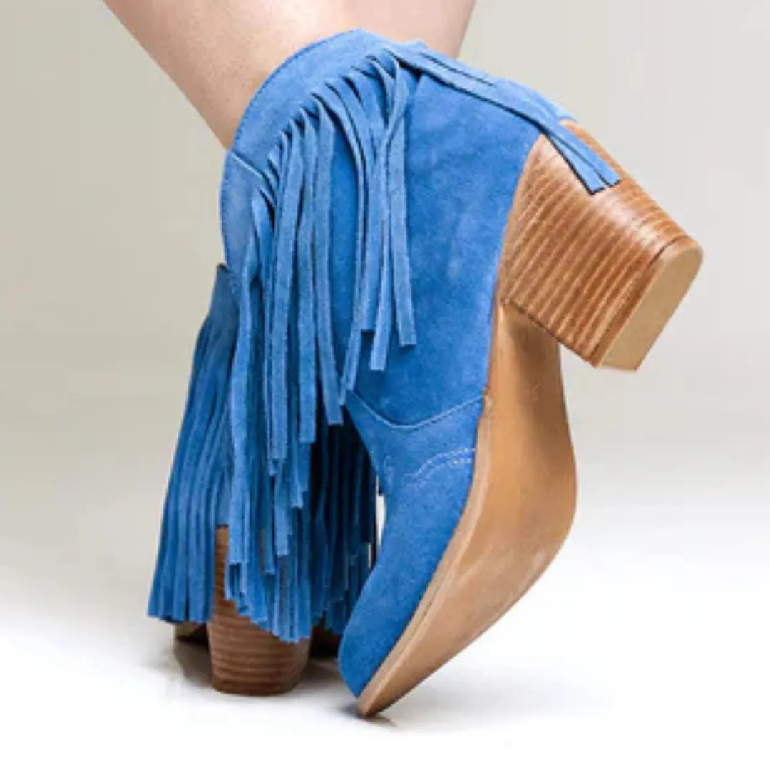 Online Exclusive | Amos Fringe Ankle Bootie in Blue