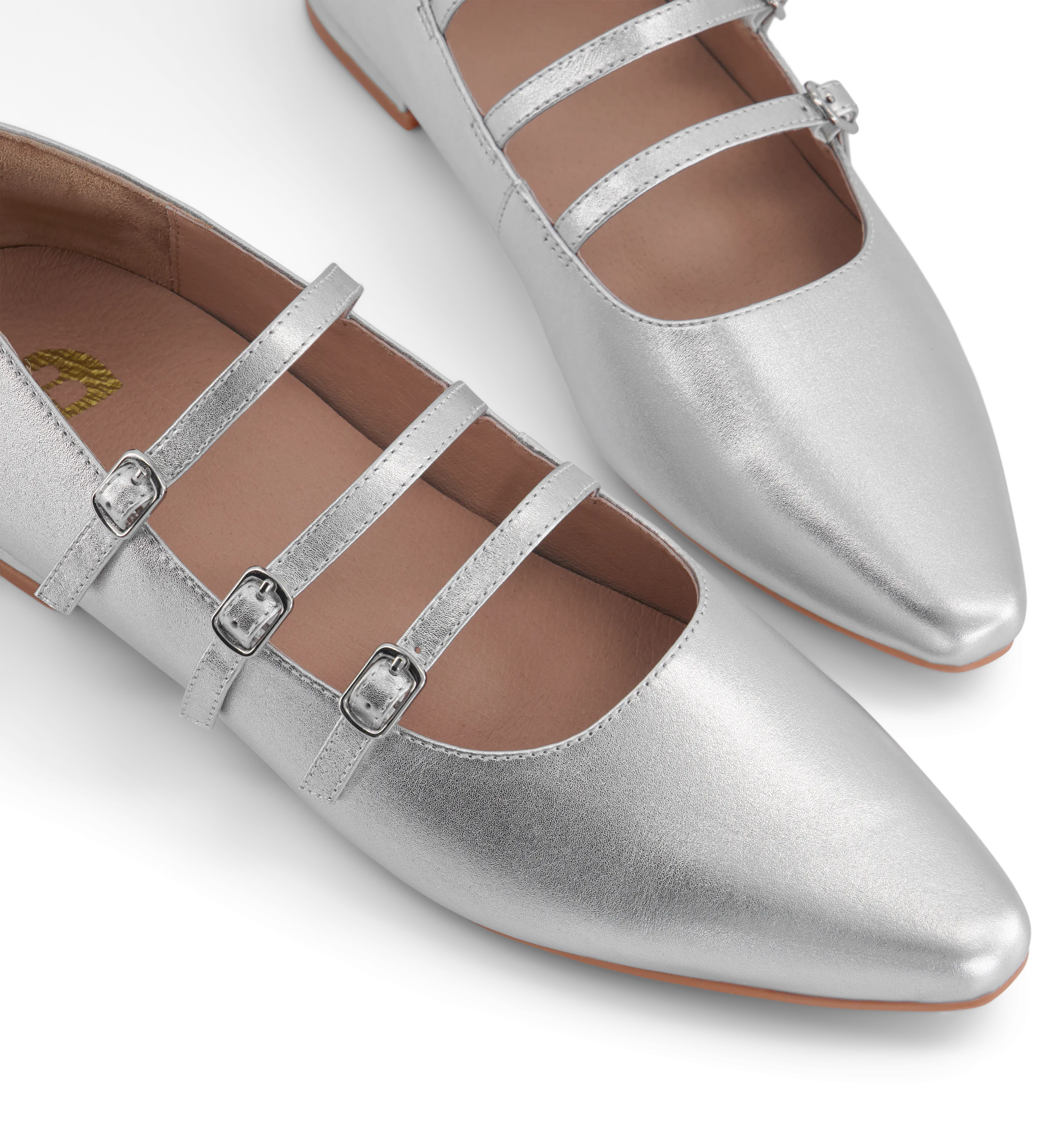 Partridge 2 Silver Leather Ballet Flats
