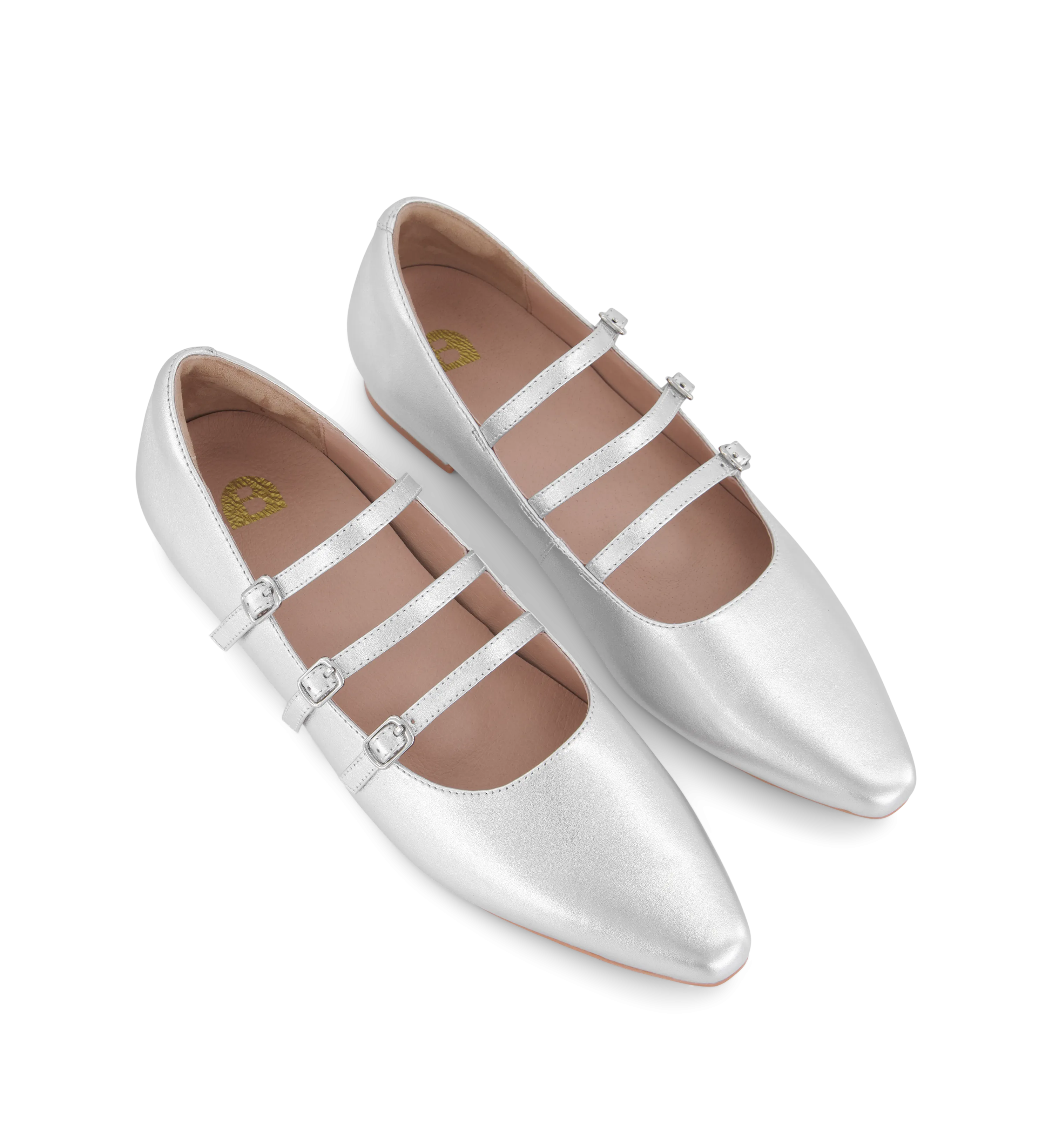 Partridge 2 Silver Leather Ballet Flats