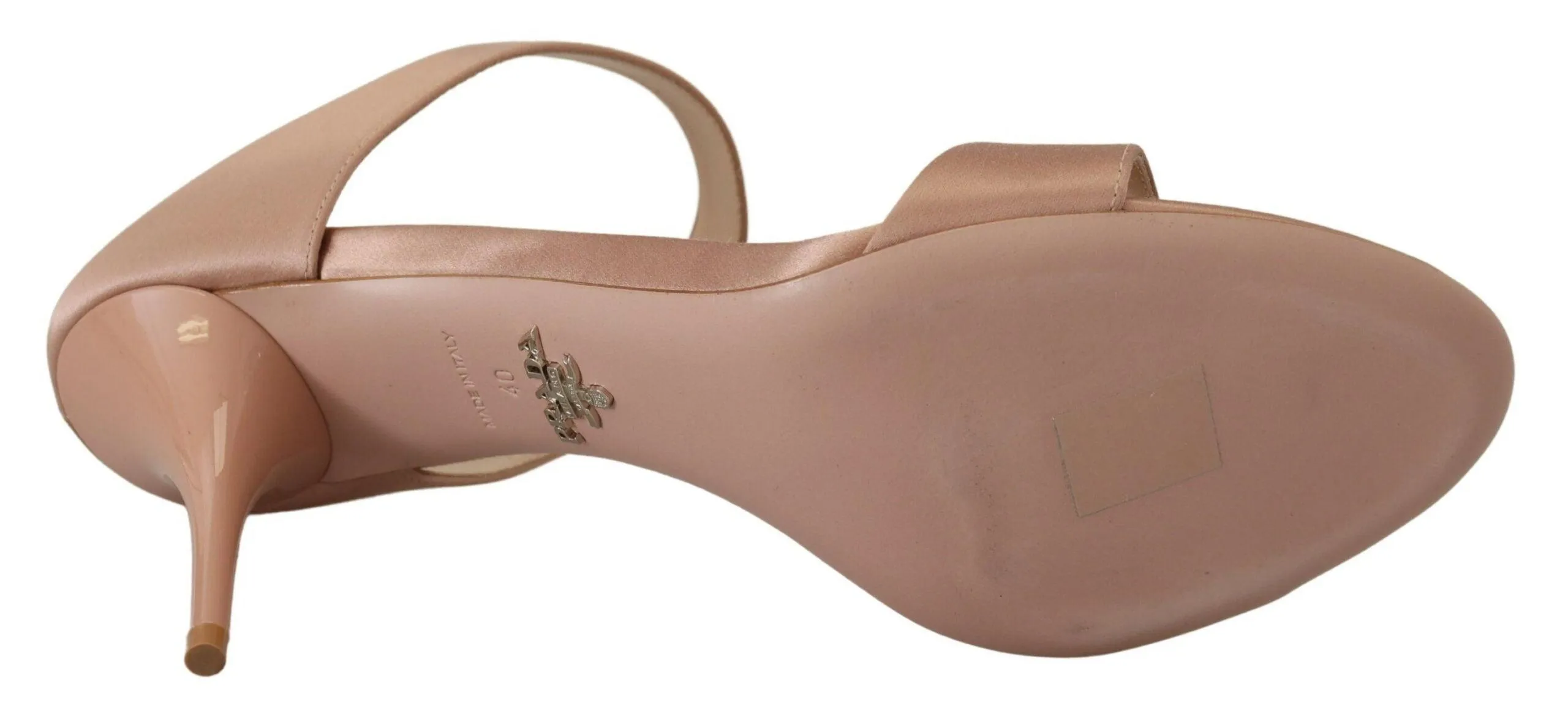 Prada Rose Gold Leather Sandals Stiletto Heels Open Toe Shoes