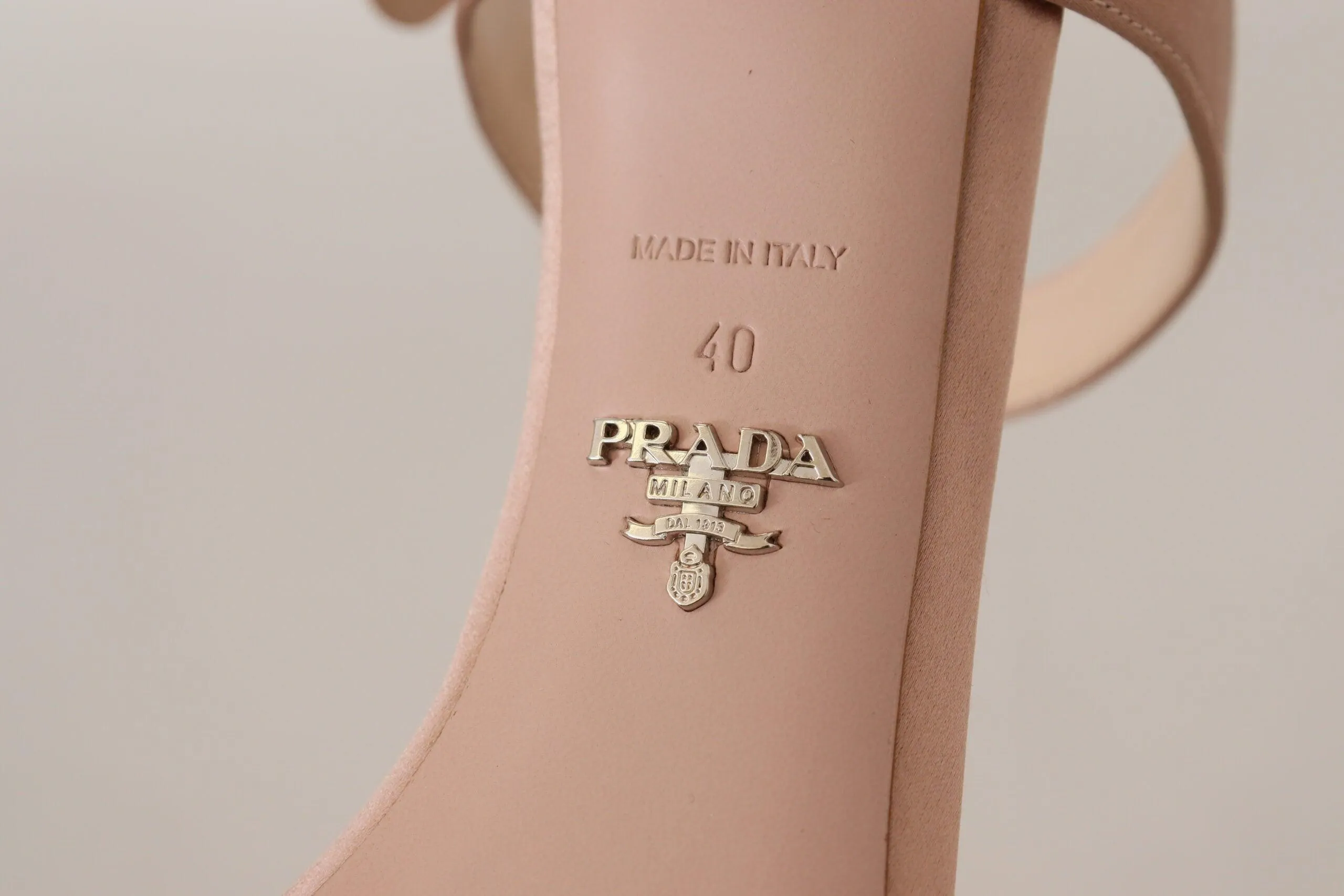 Prada Rose Gold Leather Sandals Stiletto Heels Open Toe Shoes