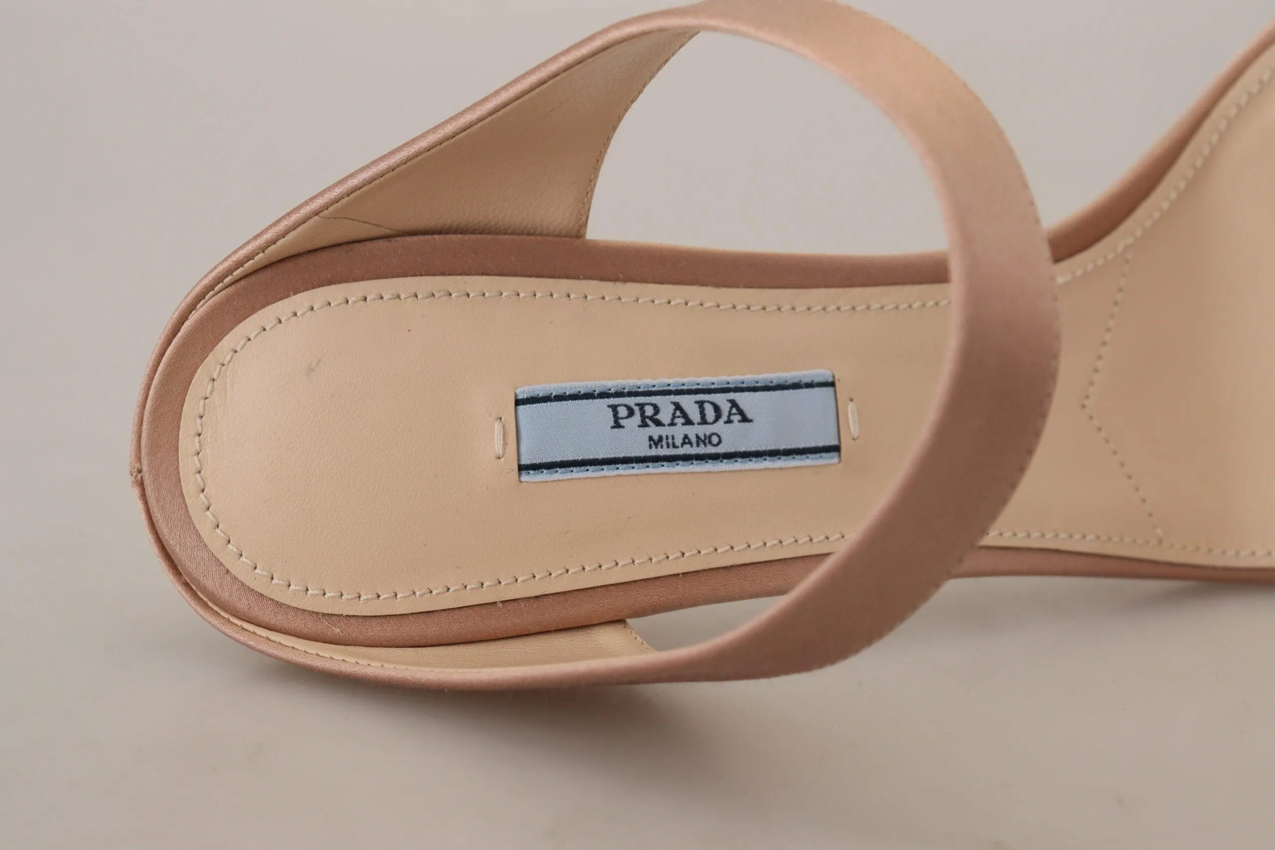 Prada Rose Gold Leather Sandals Stiletto Heels Open Toe Shoes