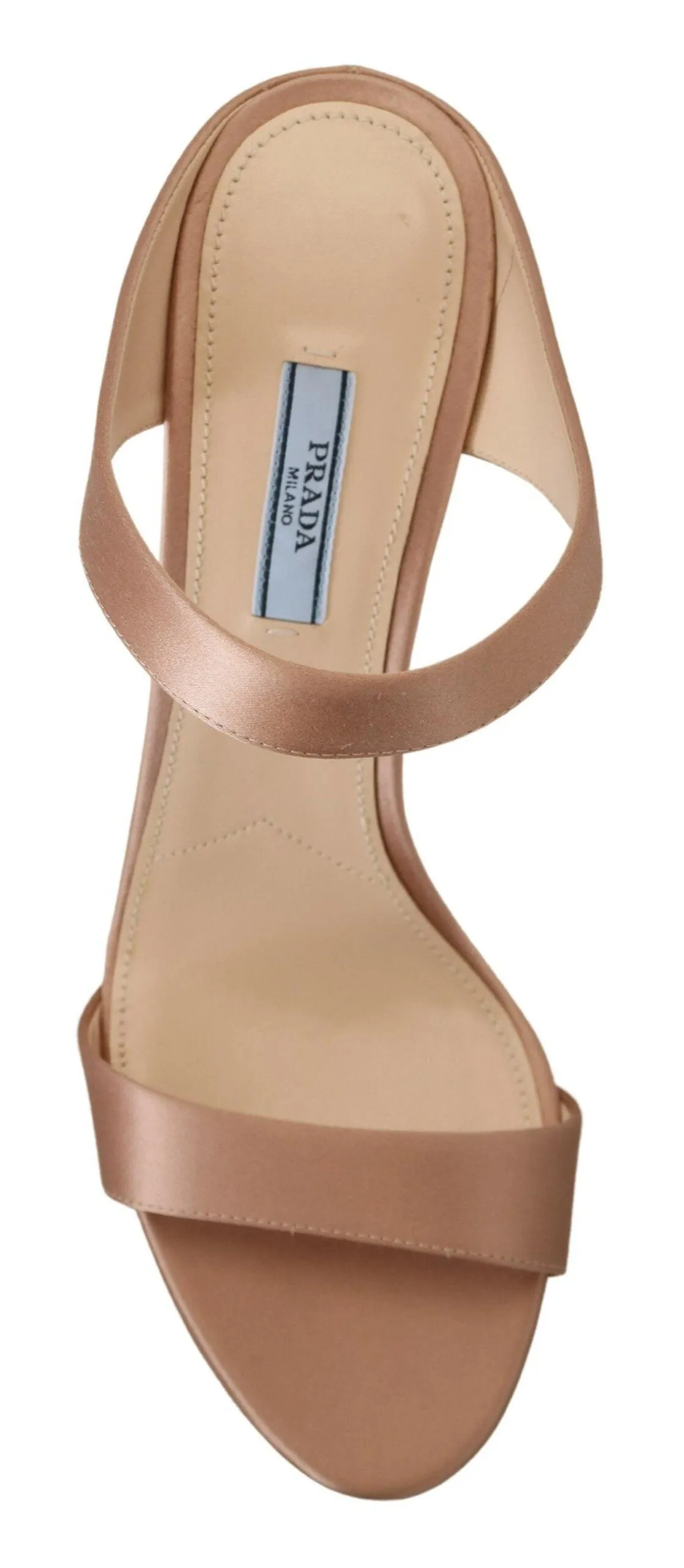 Prada Rose Gold Leather Sandals Stiletto Heels Open Toe Shoes