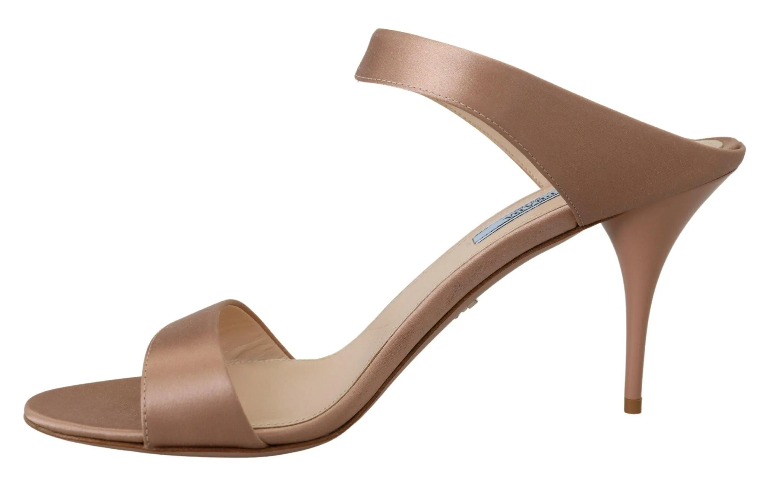 Prada Rose Gold Leather Sandals Stiletto Heels Open Toe Shoes