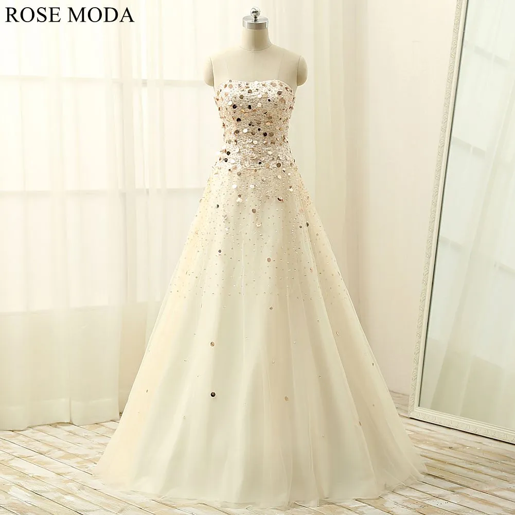 Rosemoda Beaded A Line Long Prom Dress