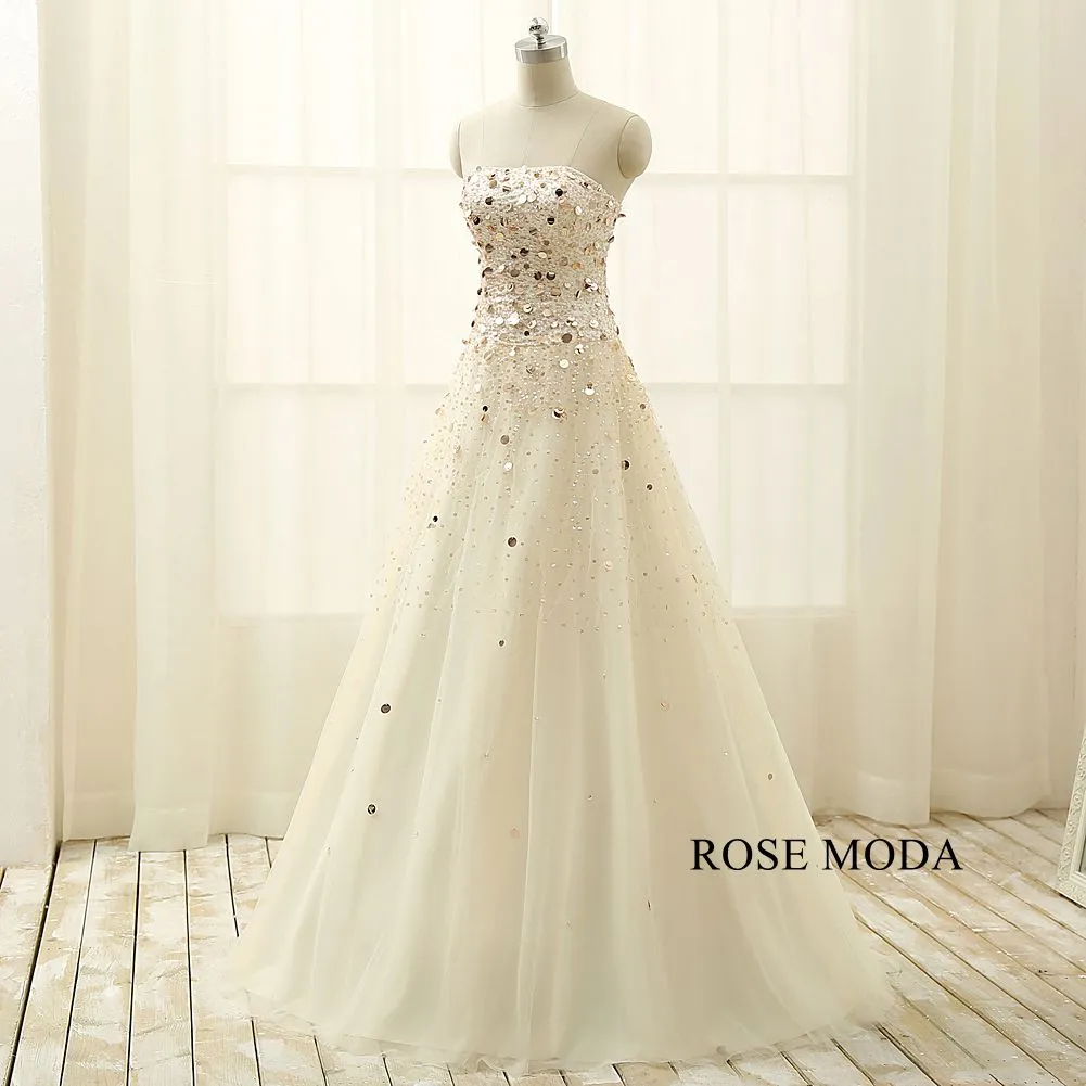 Rosemoda Beaded A Line Long Prom Dress