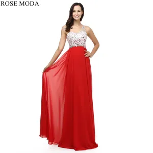 Rosemoda One Shoulder  White And Red Women Formal Long Prom Dress