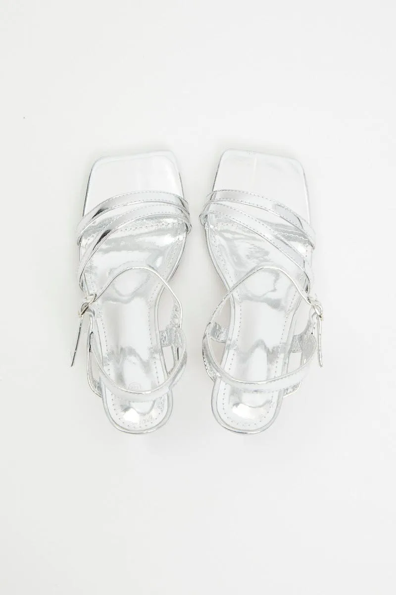 Silver Strappy Silver Heels