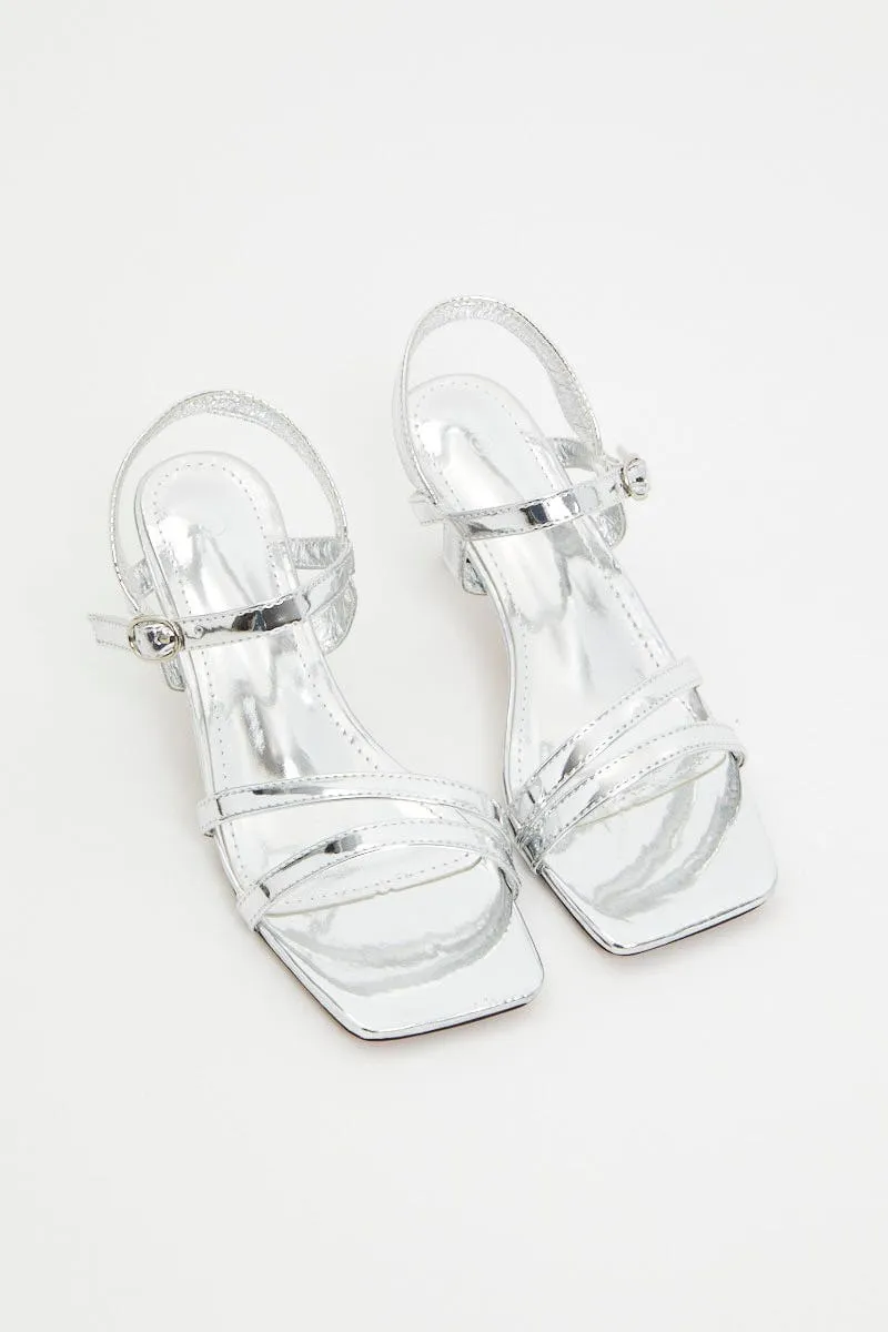 Silver Strappy Silver Heels