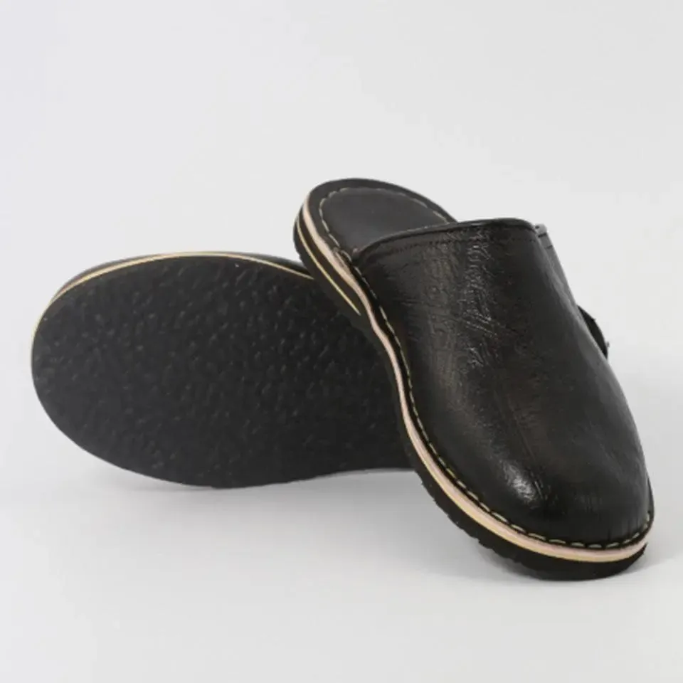 Soft Leather Slippers-Brown