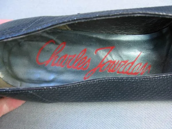 Vintage 80s Charles Jourdan Heels Wedge Sculptural Shoes Stingray Leather 7.5 VFG