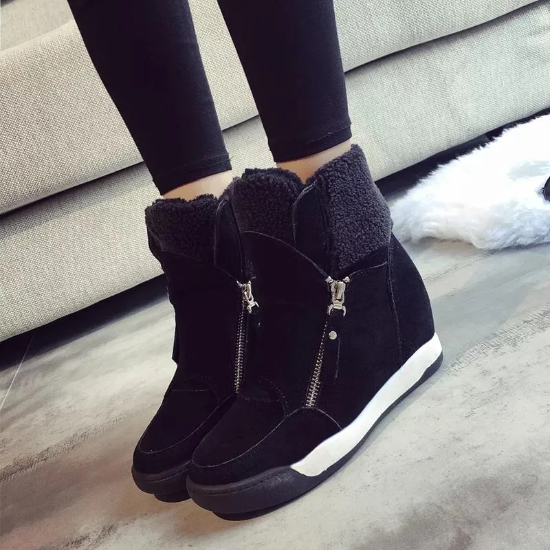 Warm Fur Zipper Increase Ankle Boot Women's Shoes