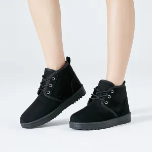 Warm Velvet Pure Color Flat Short Snow Boots