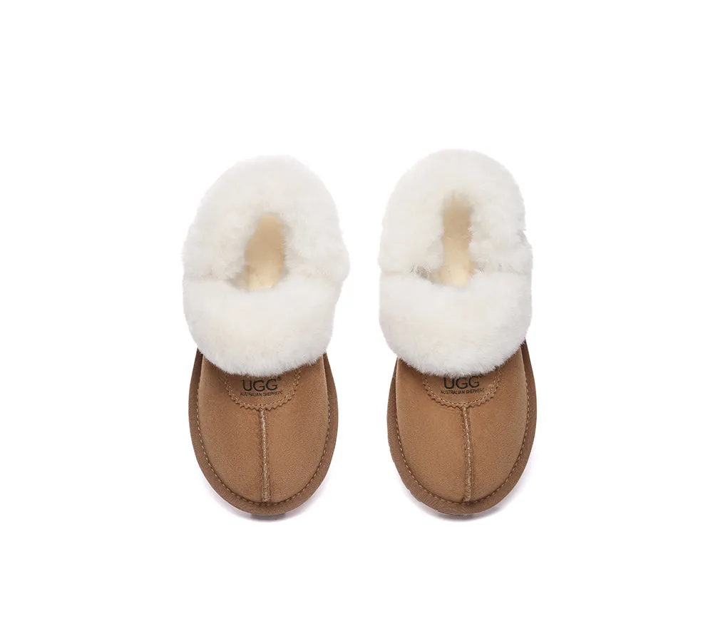 Women Removable Wool Fluffy Strap Slingback  Slippers Waffle