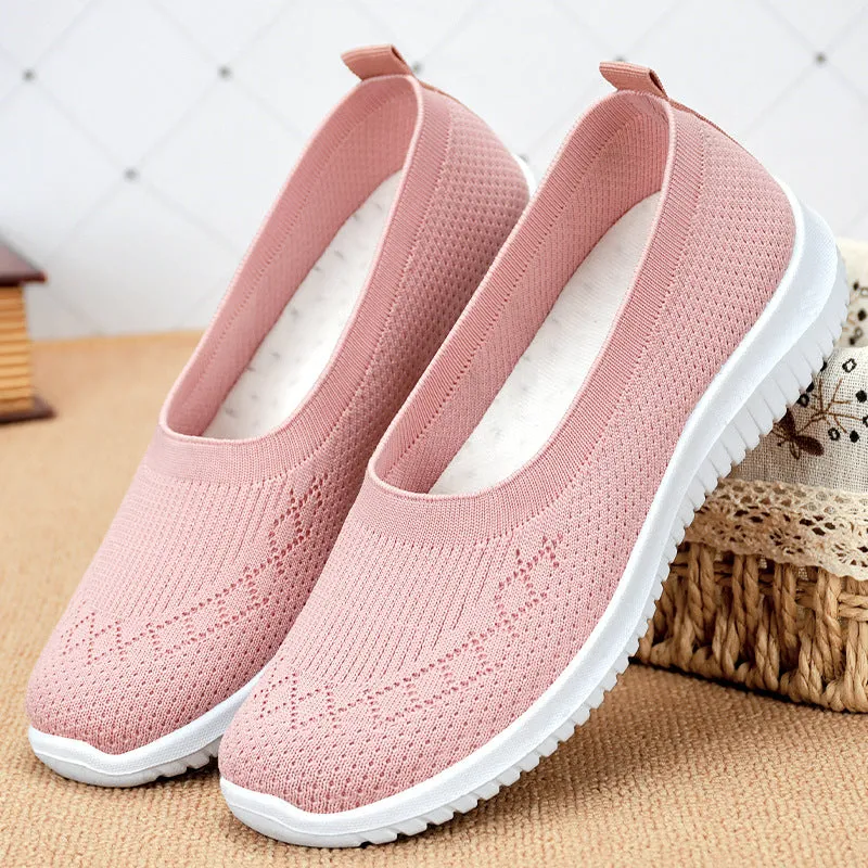 Womens Knitted Casual Flat Shoes