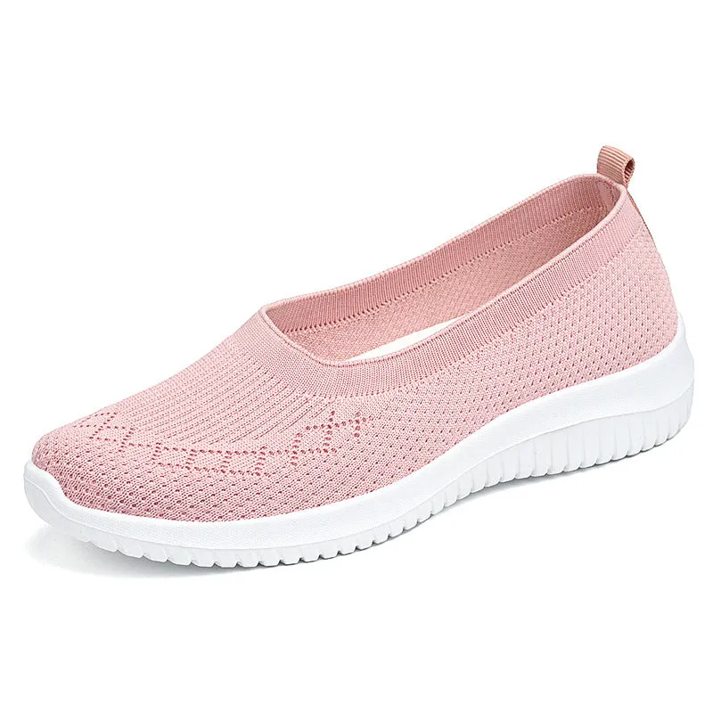 Womens Knitted Casual Flat Shoes