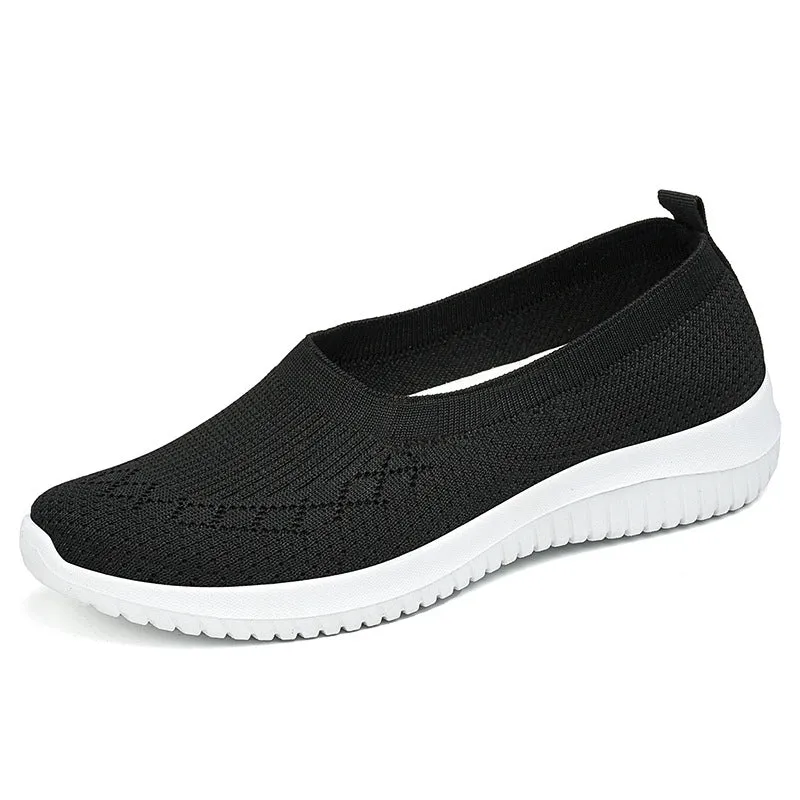 Womens Knitted Casual Flat Shoes