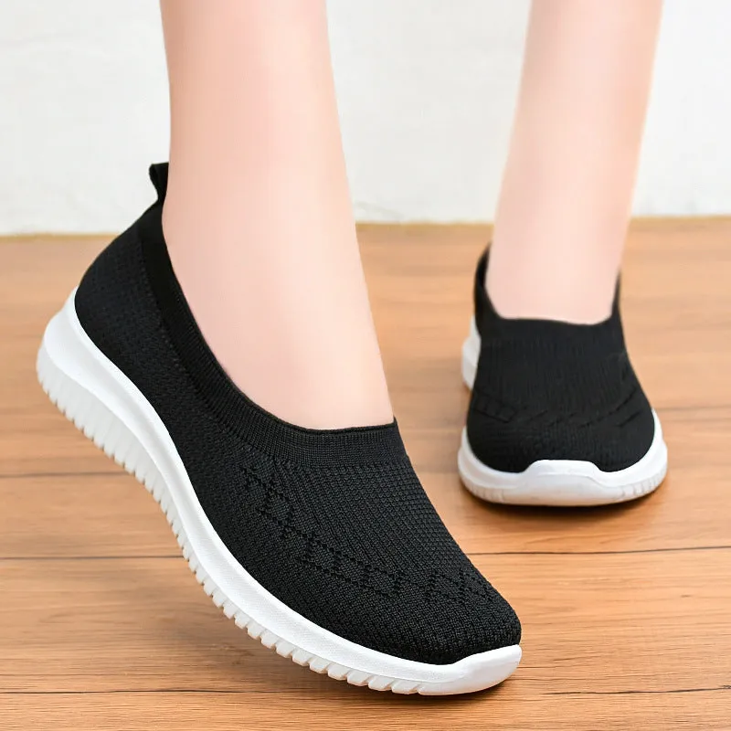 Womens Knitted Casual Flat Shoes