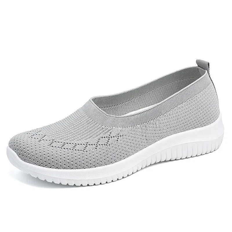 Womens Knitted Casual Flat Shoes